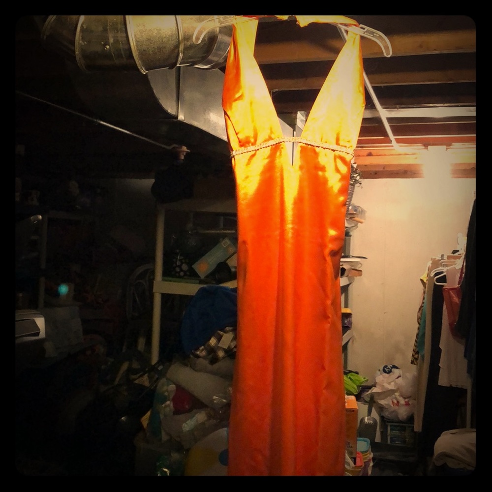 Long orange dress from Von Maur